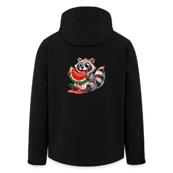 Raccoon Melon Watermelon Cute Cartoon Summer - Men’s Recycled Softshell Jacket by Stanley/Stella - black - Back - AI Model Male 185 light (185cm)