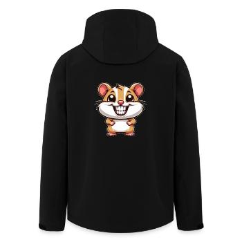 Cute Hamster Guinea Pig Comic Funny - Men’s Recycled Softshell Jacket by Stanley/Stella - black - Back - AI Model Male 185 light (185cm)