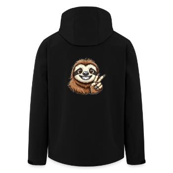 Süßes Faultier Zähne zeigen Freude Cartoon Peace - Recycelte Männer Softshell-Jacke von Stanley/Stella - Schwarz - Hinten - AI Model Male 185 light (185cm)