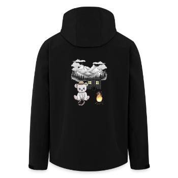 Ours en peluche feu de camp Nature Montagne Amoureux de la nature - Veste softshell homme en polyester recyclé Stanley/Stella - noir - Dos - AI Model Male 185 light (185cm)