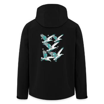 Maritime, Mouettes, Mouettes, Oiseaux de mer - Veste softshell homme en polyester recyclé Stanley/Stella - noir - Dos - AI Model Male 185 light (185cm)