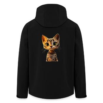 Savannah Cat Cat Mom Cute Serval Leopard Cats - Men’s Recycled Softshell Jacket by Stanley/Stella - black - Back - AI Model Male 185 light (185cm)