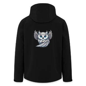 Niedliche Schneeeule mit blauen Augen Engelsflügel - Recycelte Männer Softshell-Jacke von Stanley/Stella - Schwarz - Hinten - AI Model Male 185 light (185cm)