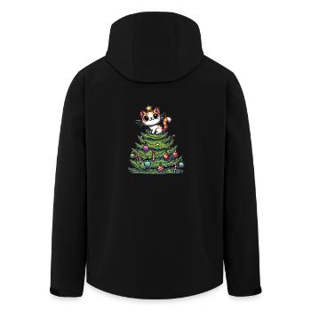 Funny Cat Christmas Tree Whimsical - Men’s Recycled Softshell Jacket by Stanley/Stella - black - Back - AI Model Male 185 light (185cm)