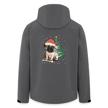 Mops Hund Hunde Santa Nikolaus Weihnachtsmann - Recycelte Männer Softshell-Jacke von Stanley/Stella - Schwarz - Hinten - AI Model Male 185 light (185cm)