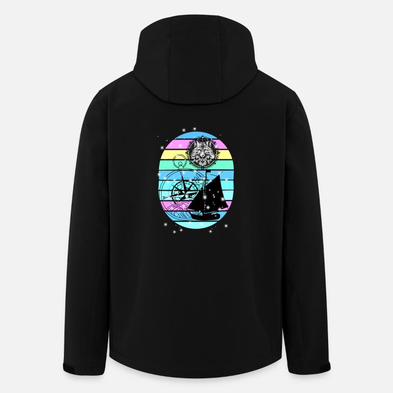 bateau à voile maritime boussole marin marin - Veste softshell homme en polyester recyclé Stanley/Stella - noir