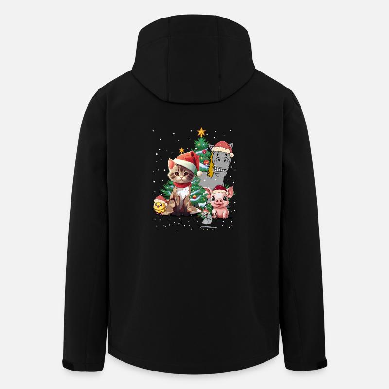 Christmas Xmas Farm Animals Christmas - Men’s Recycled Softshell Jacket by Stanley/Stella - black