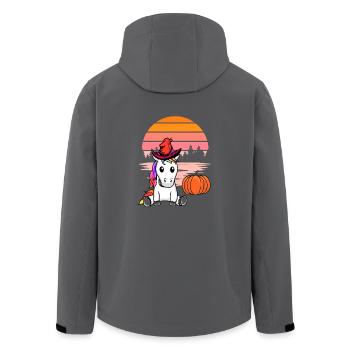 Halloween Unicorn Unicorns Horse Horses Pumpkin - Men’s Recycled Softshell Jacket by Stanley/Stella - black - Back - AI Model Male 185 light (185cm)