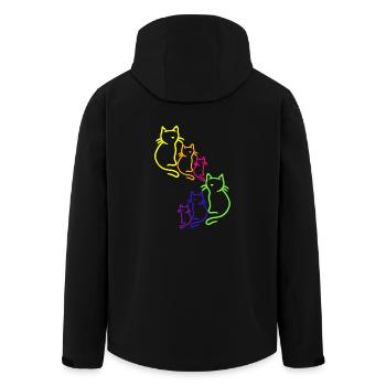 Regenbogen Katzen Katze 80er 90er Vintage Kätzchen - Recycelte Männer Softshell-Jacke von Stanley/Stella - Schwarz - Hinten - AI Model Male 185 light (185cm)
