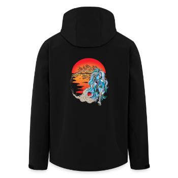 Pferd Pferde Natur Sonnenuntergang Sonne - Recycelte Männer Softshell-Jacke von Stanley/Stella - Schwarz - Hinten - AI Model Male 185 light (185cm)