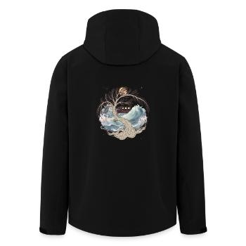 Nature mer vagues bateau bateau voyage Ahoy - Veste softshell homme en polyester recyclé Stanley/Stella - noir - Dos - AI Model Male 185 light (185cm)