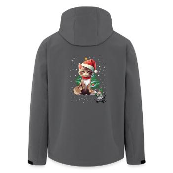 Funny Mouse Cat Pets Christmas Xmas Santa - Men’s Recycled Softshell Jacket by Stanley/Stella - black - Back - AI Model Male 185 light (185cm)