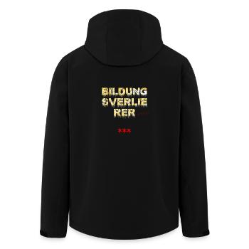 bildungsverlierer/in/endes - Recycelte Männer Softshell-Jacke von Stanley/Stella - Schwarz - Hinten - AI Model Male 185 light (185cm)