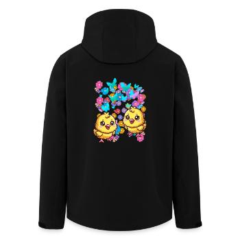 Joyeuses Pâques Fleurs poussin Enfant Enfants Bébé Fleur - Veste softshell homme en polyester recyclé Stanley/Stella - noir - Dos - AI Model Male 185 light (185cm)