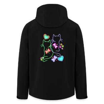 Chats, Chat, Pâques, Printemps, Rétro, Années 80, Années 90, Enfant - Veste softshell homme en polyester recyclé Stanley/Stella - noir - Dos - AI Model Male 185 light (185cm)
