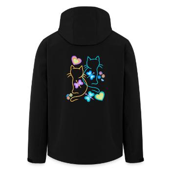 Cat Cats Kitten - Men’s Recycled Softshell Jacket by Stanley/Stella - black - Back - AI Model Male 185 light (185cm)