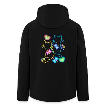 Chat Chats Printemps Chaton Enfants Rétro Années 80 - Veste softshell homme en polyester recyclé Stanley/Stella - noir - Dos - AI Model Male 185 light (185cm)