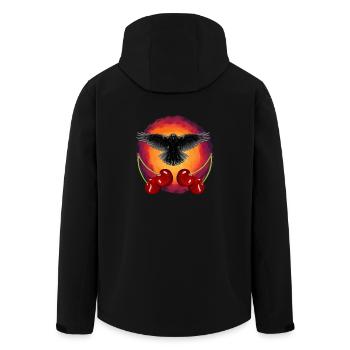 Rockabilly Crow Crows Cherry Cherries Fruit - Men’s Recycled Softshell Jacket by Stanley/Stella - black - Back - AI Model Male 185 light (185cm)