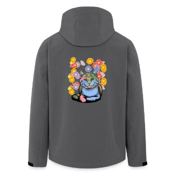 Chat Chats Chat domestique Fleurs Enfants Enfant - Veste softshell homme en polyester recyclé Stanley/Stella - noir - Dos - AI Model Male 185 light (185cm)