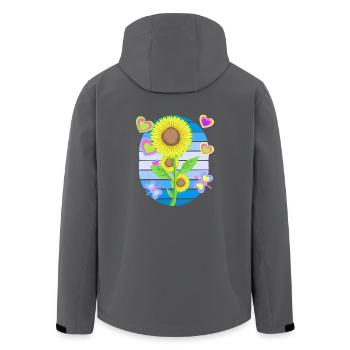 Sunflower Sunflower Retro 80s 90s Vintage - Men’s Recycled Softshell Jacket by Stanley/Stella - black - Back - AI Model Male 185 light (185cm)
