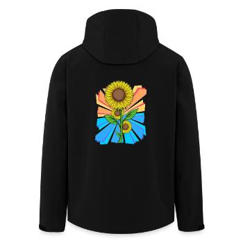 Soleil Fleur Fleurs Jardin Rétro - Veste softshell homme en polyester recyclé Stanley/Stella - noir - Dos - AI Model Male 185 light (185cm)