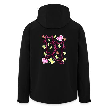 Cat Cats Kitten Valentine - Men’s Recycled Softshell Jacket by Stanley/Stella - black - Back - AI Model Male 185 light (185cm)