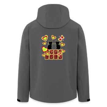 Rétro Chats Chat Famille Chat Enfants - Veste softshell homme en polyester recyclé Stanley/Stella - noir - Dos - AI Model Male 185 light (185cm)