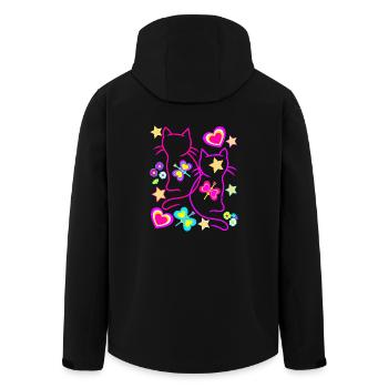 Cats Cat Retro Vintage 80s 90s Kids - Men’s Recycled Softshell Jacket by Stanley/Stella - black - Back - AI Model Male 185 light (185cm)