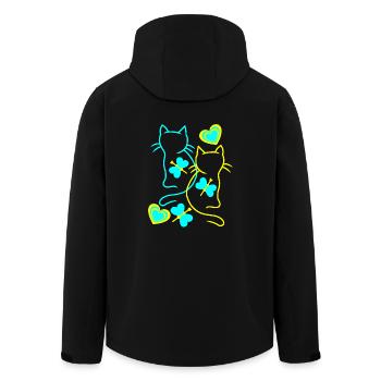 Cats Cat Retro Vintage Kitten Cat Holder - Men’s Recycled Softshell Jacket by Stanley/Stella - black - Back - AI Model Male 185 light (185cm)