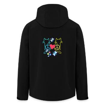Chats Hippie Rétro Chat Paix Vintage Hippies - Veste softshell homme en polyester recyclé Stanley/Stella - noir - Dos - AI Model Male 185 light (185cm)