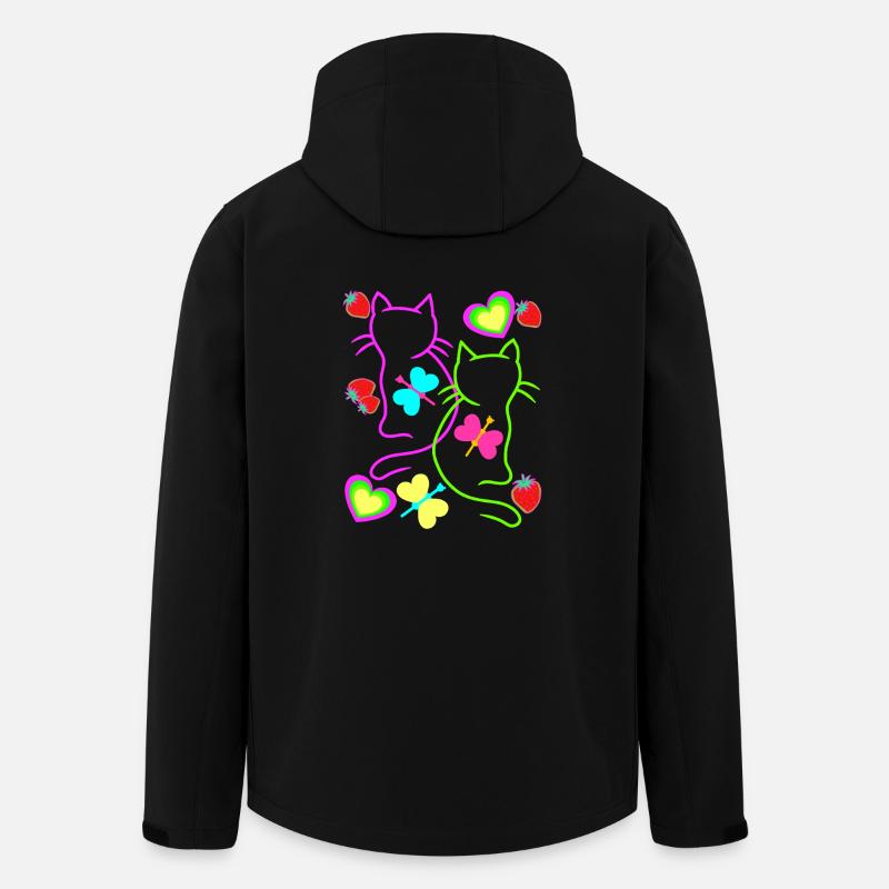 Retro Katzen Erdbeer Sommer 80er Katze Vintage - Recycelte Männer Softshell-Jacke von Stanley/Stella - Schwarz