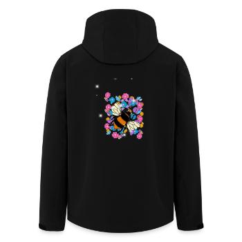 Retro Biene Bienen Hummel Blume Kinder - Recycelte Männer Softshell-Jacke von Stanley/Stella - Schwarz - Hinten - AI Model Male 185 light (185cm)