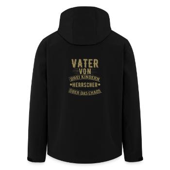 Vater von drei Kindern - Herrscher über das Chaos - Recycelte Männer Softshell-Jacke von Stanley/Stella - Schwarz - Hinten - AI Model Male 185 light (185cm)
