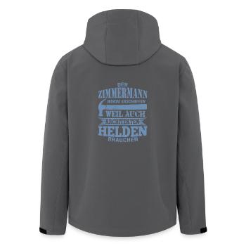 Zimmermann wurde erschaffen weil Architekten - Recycelte Männer Softshell-Jacke von Stanley/Stella - Schwarz - Hinten - AI Model Male 185 light (185cm)