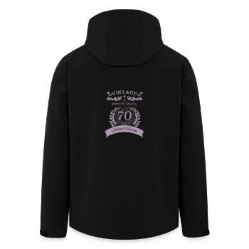 70th Birthday Gifts Vintage Premium - Men’s Recycled Softshell Jacket by Stanley/Stella - black - Back - AI Model Male 185 light (185cm)