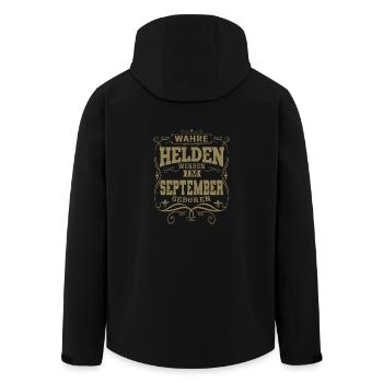 Wahre Helden werden im September geboren - Recycelte Männer Softshell-Jacke von Stanley/Stella - Schwarz - Hinten - AI Model Male 185 light (185cm)