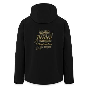 wahre Helden werden im september geboren - Recycelte Männer Softshell-Jacke von Stanley/Stella - Schwarz - Hinten - AI Model Male 185 light (185cm)
