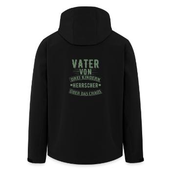 Vater von drei Kindern - Herrscher über das Chaos - Recycelte Männer Softshell-Jacke von Stanley/Stella - Schwarz - Hinten - AI Model Male 185 light (185cm)