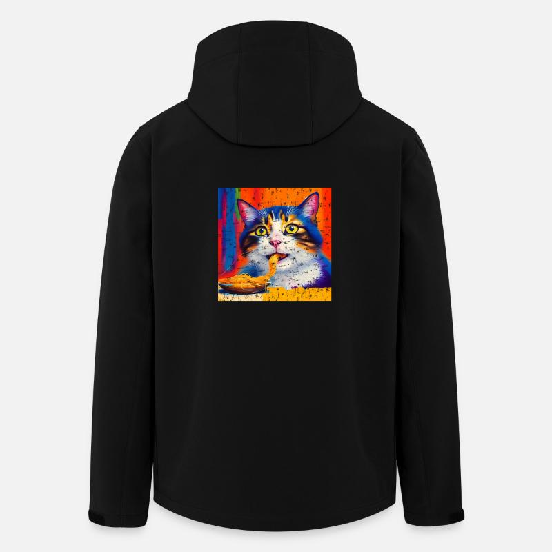 Katze isst Spaghetti Ölgemälde - Recycelte Männer Softshell-Jacke von Stanley/Stella - Schwarz