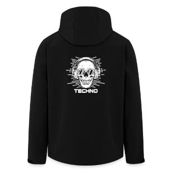 Techno Music Minimal Skull Glasses - Men’s Recycled Softshell Jacket by Stanley/Stella - black - Back - AI Model Male 185 light (185cm)
