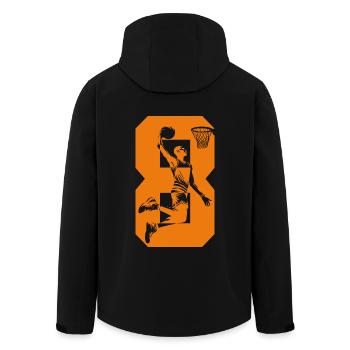 NUMMER 8 BASKETBALL 8. GEBURTSTAG - Recycelte Männer Softshell-Jacke von Stanley/Stella - Schwarz - Hinten - AI Model Male 185 light (185cm)