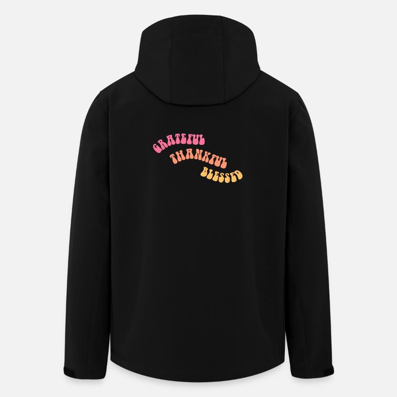 Grateful Thankful - Gratitude - Gift - Men’s Recycled Softshell Jacket by Stanley/Stella - black