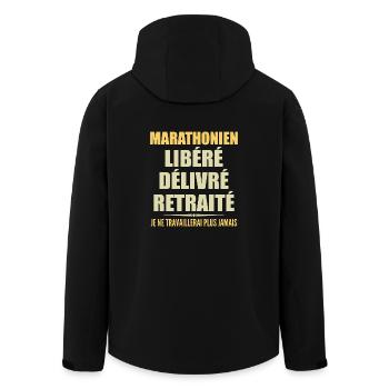 Marathonien célèbre sa retraite avec humour cadeau - Veste softshell homme en polyester recyclé Stanley/Stella - noir - Dos - AI Model Male 185 light (185cm)