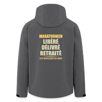 Marathonien célèbre sa retraite avec humour cadeau - Veste softshell homme en polyester recyclé Stanley/Stella - charbon - Dos - AI Model Male 185 light (185cm)