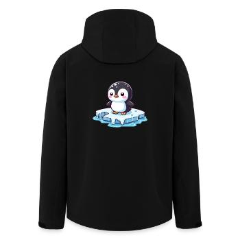 Penguin, Global Warming & Melting Ice - Men’s Recycled Softshell Jacket by Stanley/Stella - black - Back - AI Model Male 185 light (185cm)