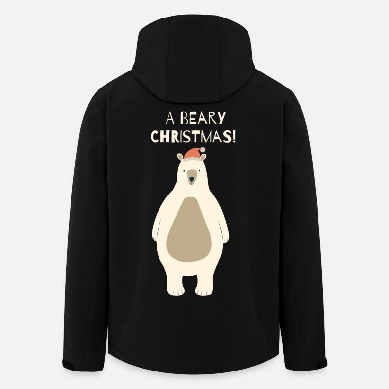 Beary Christmas Bär mit Santa Hut - Recycelte Männer Softshell-Jacke von Stanley/Stella - Schwarz