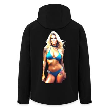 Heiße blonde Fantasy Frau mit Tattoo im Bikini - Recycelte Männer Softshell-Jacke von Stanley/Stella - Schwarz - Hinten - AI Model Male 185 light (185cm)