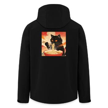 Cute Cat Ramen Noodles Japan Wave Gift - Men’s Recycled Softshell Jacket by Stanley/Stella - black - Back - AI Model Male 185 light (185cm)