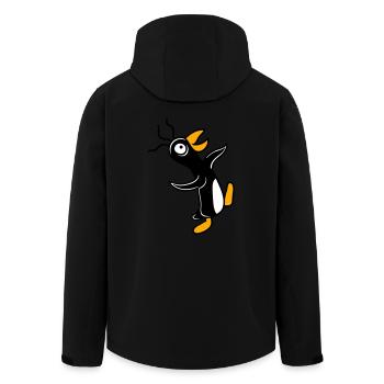 Verrückter Pinguin läuft dumm guckt doof albern - Recycelte Männer Softshell-Jacke von Stanley/Stella - Schwarz - Hinten - AI Model Male 185 light (185cm)