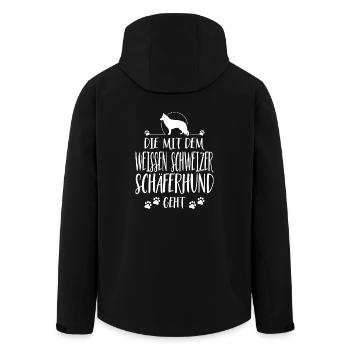 DIE MIT WEISSEN SCHWEIZER SCHÄFERHUND GEHT Hunde - Recycelte Männer Softshell-Jacke von Stanley/Stella - Schwarz - Hinten - AI Model Male 185 light (185cm)